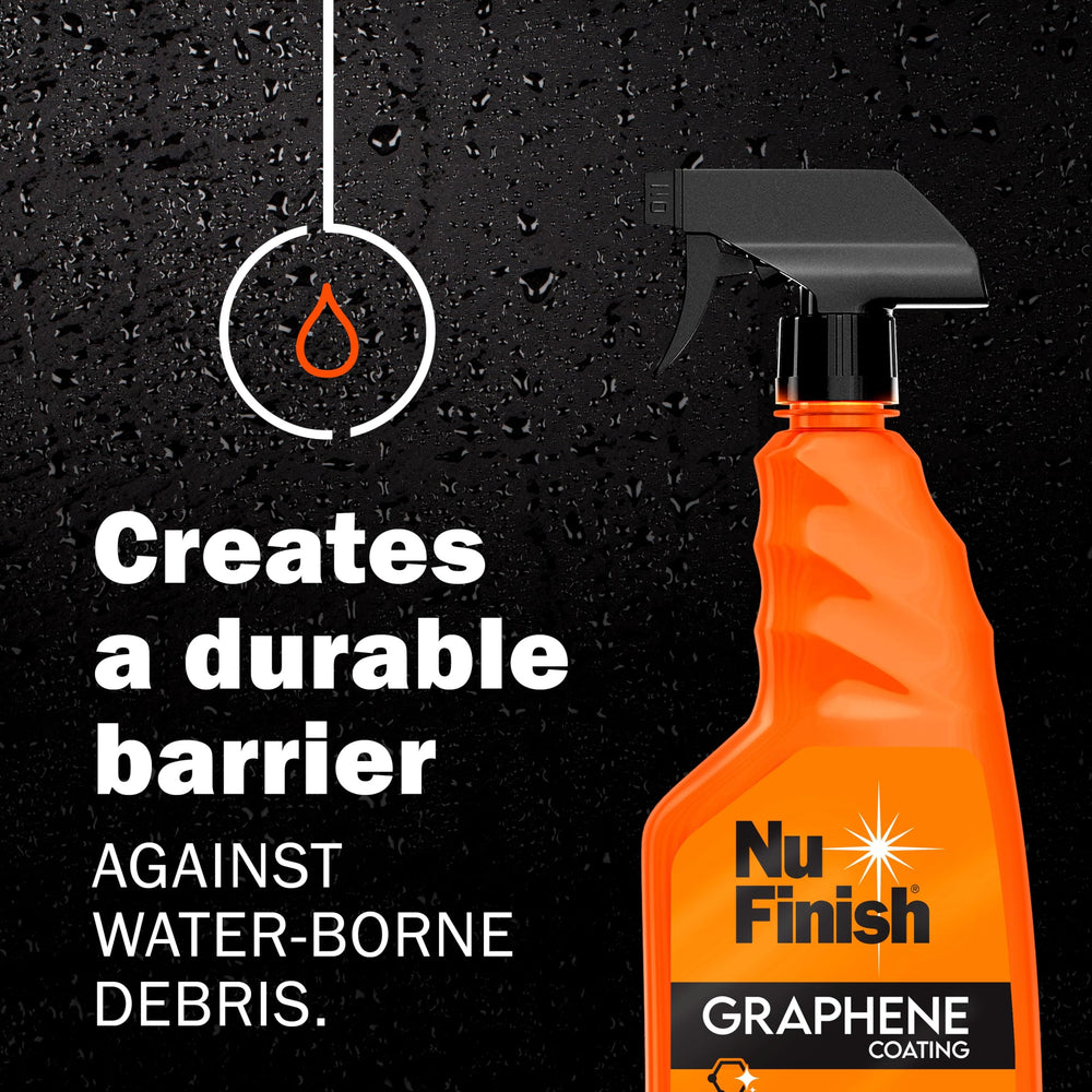Nu Finish graphene coating detailer spray demonstrates a glossy, protective layer.