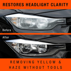 Nu Finish headlight wipes oxidation removal in action improves surface clarity.