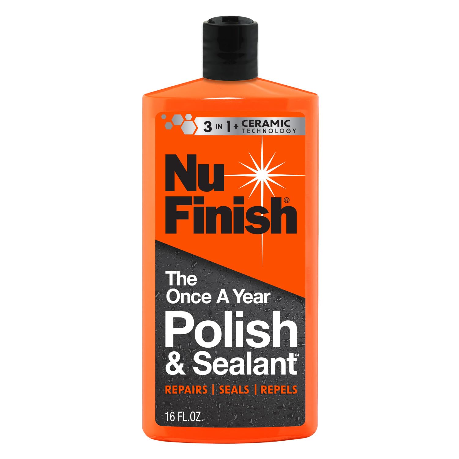 Nu Finish Once a Year Polish bottle ready for easy annual protection and shine