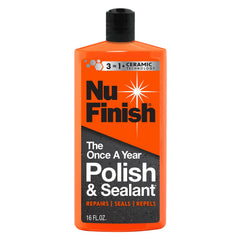 Nu Finish Once a Year Polish bottle ready for easy annual protection and shine