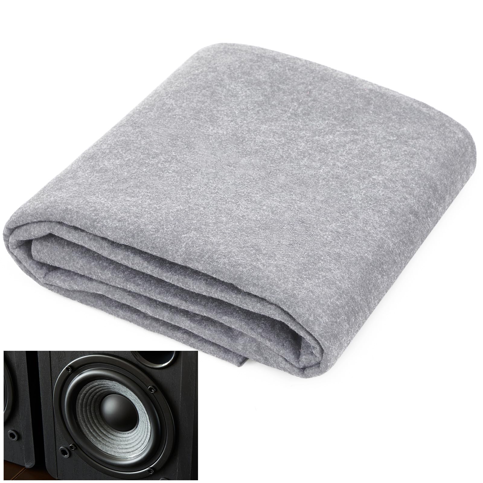 Nuanchu light gray underfelt carpet protects speaker boxes and floors.