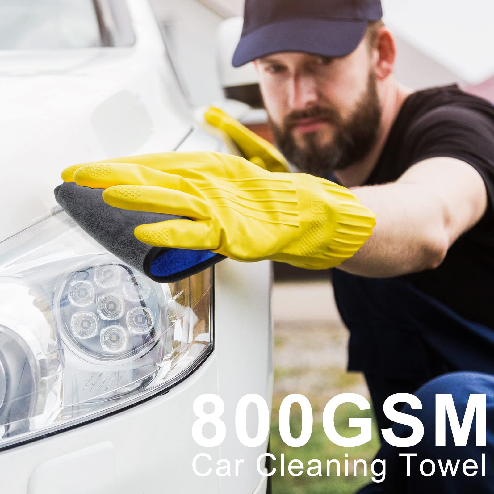 Nuenen 800 GSM car towel in action for polishing and drying