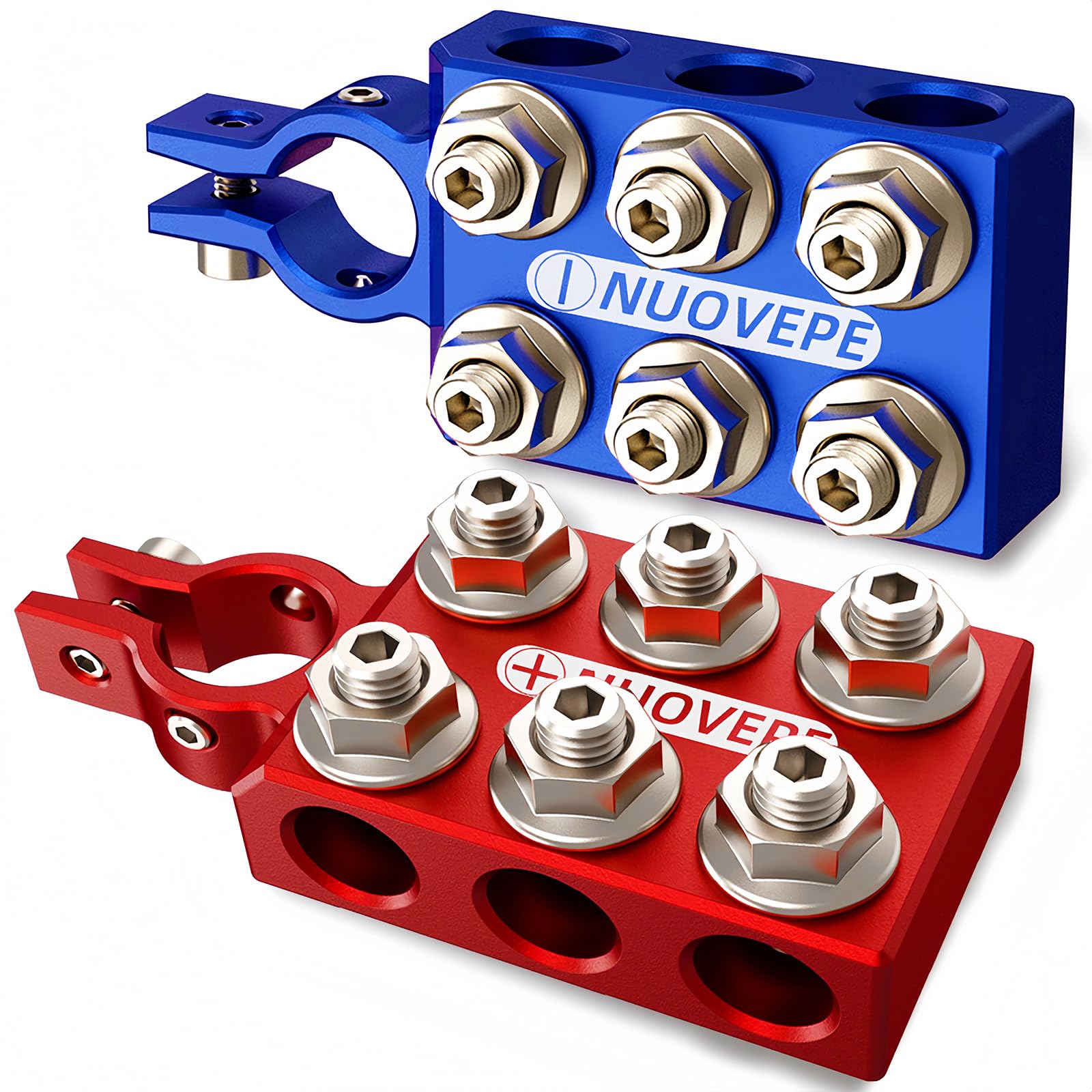 NUOVEPE heavy-duty terminal with six-input slots for high-gauge cables.
