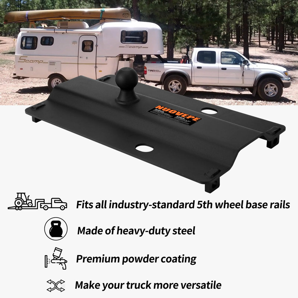 NUOVEPE universal rails fit demonstrates compatibility with standard fifth wheel rails