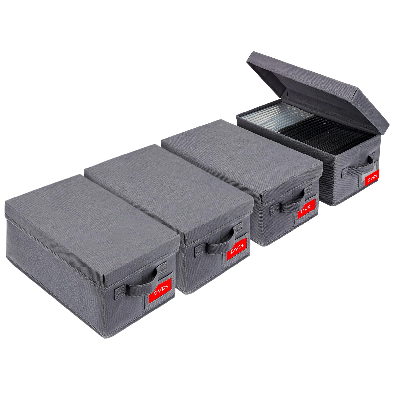 NUSWOR Upgrades DVD Storage Box front view showing stackable design for space saving