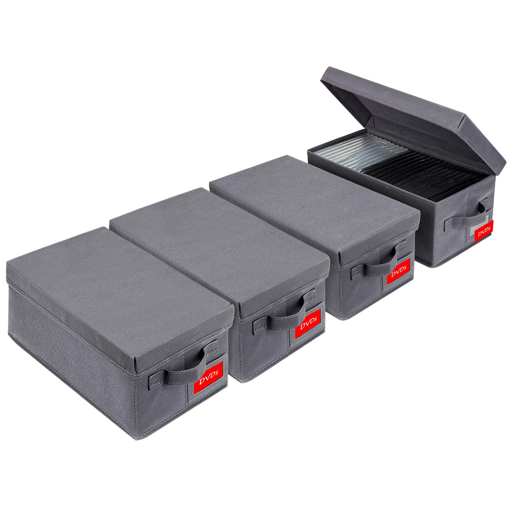 NUSWOR Upgrades DVD Storage Box front view showing stackable design for space saving