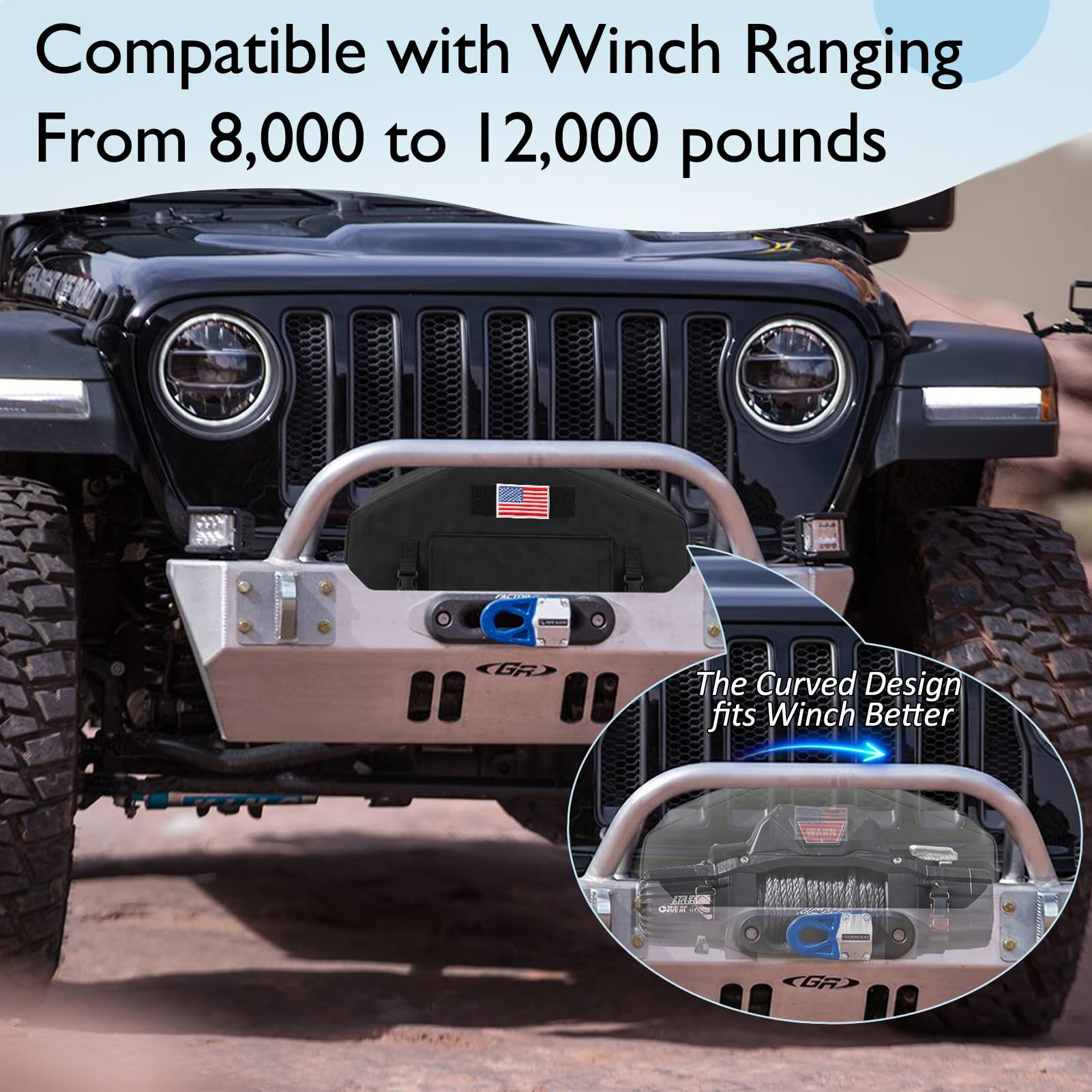 NVAAV winch cover universal fit 8000-13500 lb winches