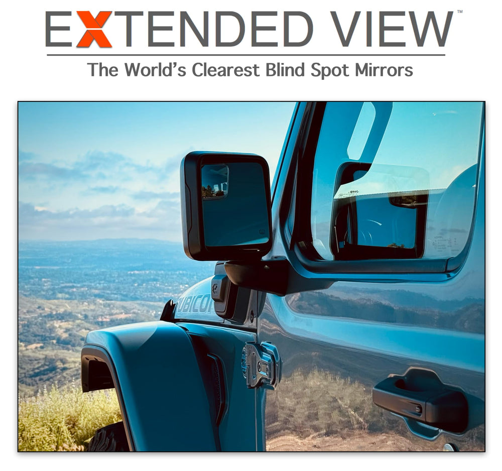 NXTGEN Automotive blind-spot left bottom-fit mirror for JL Wrangler expands field of view.