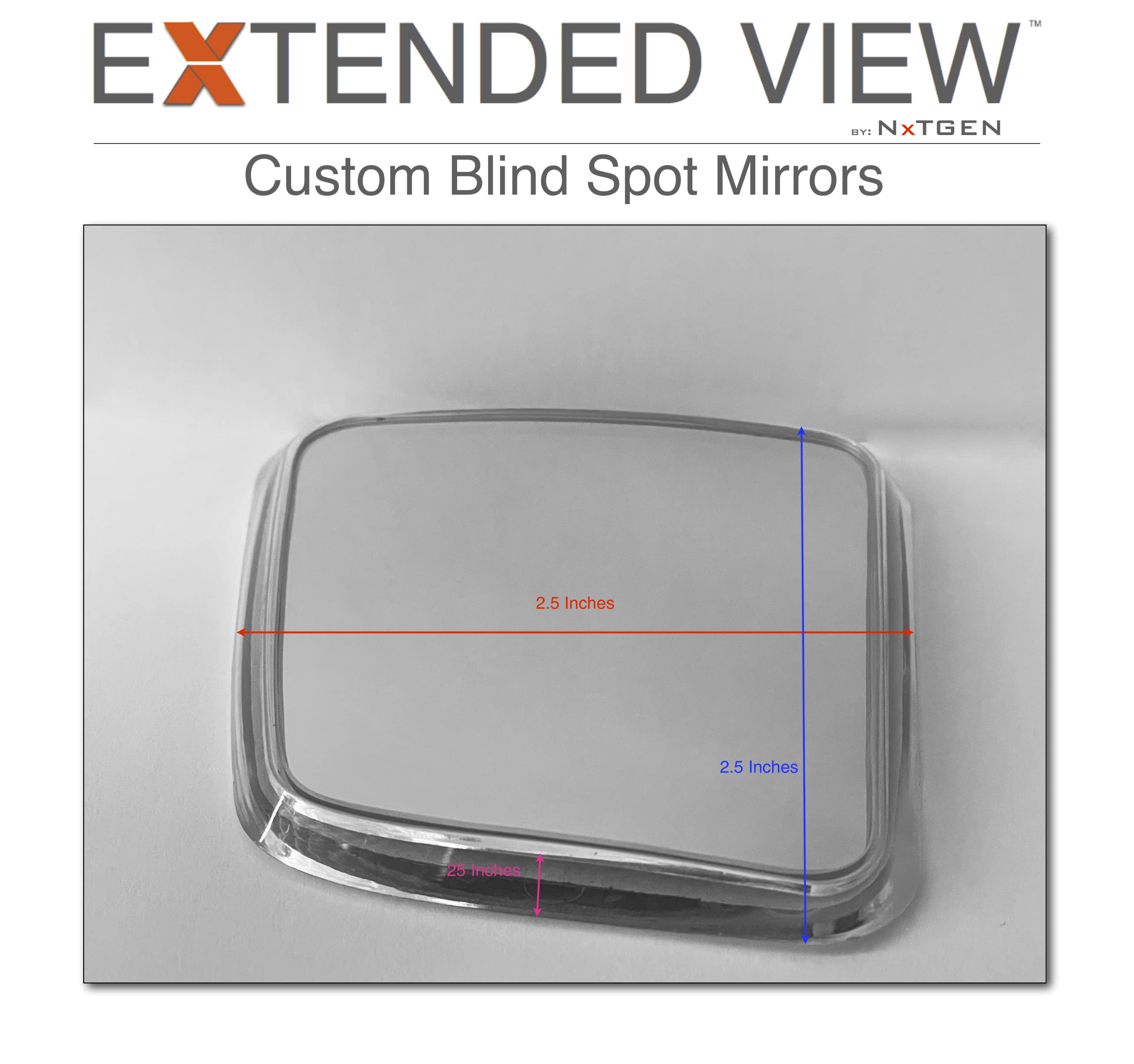 NXTGEN Automotive blind-spot right bottom-fit mirror for JL Wrangler expands field of view.