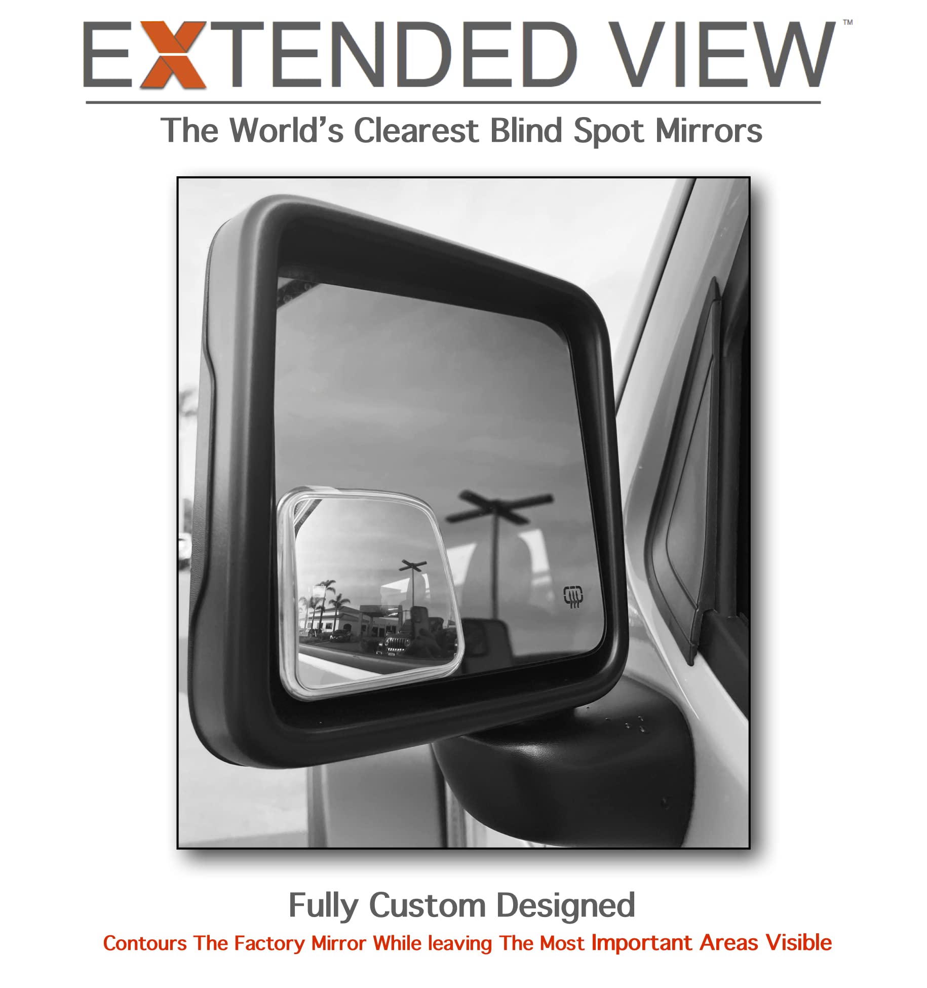 9-plane glass provides distortion-free visibility on Gladiator mirrors.