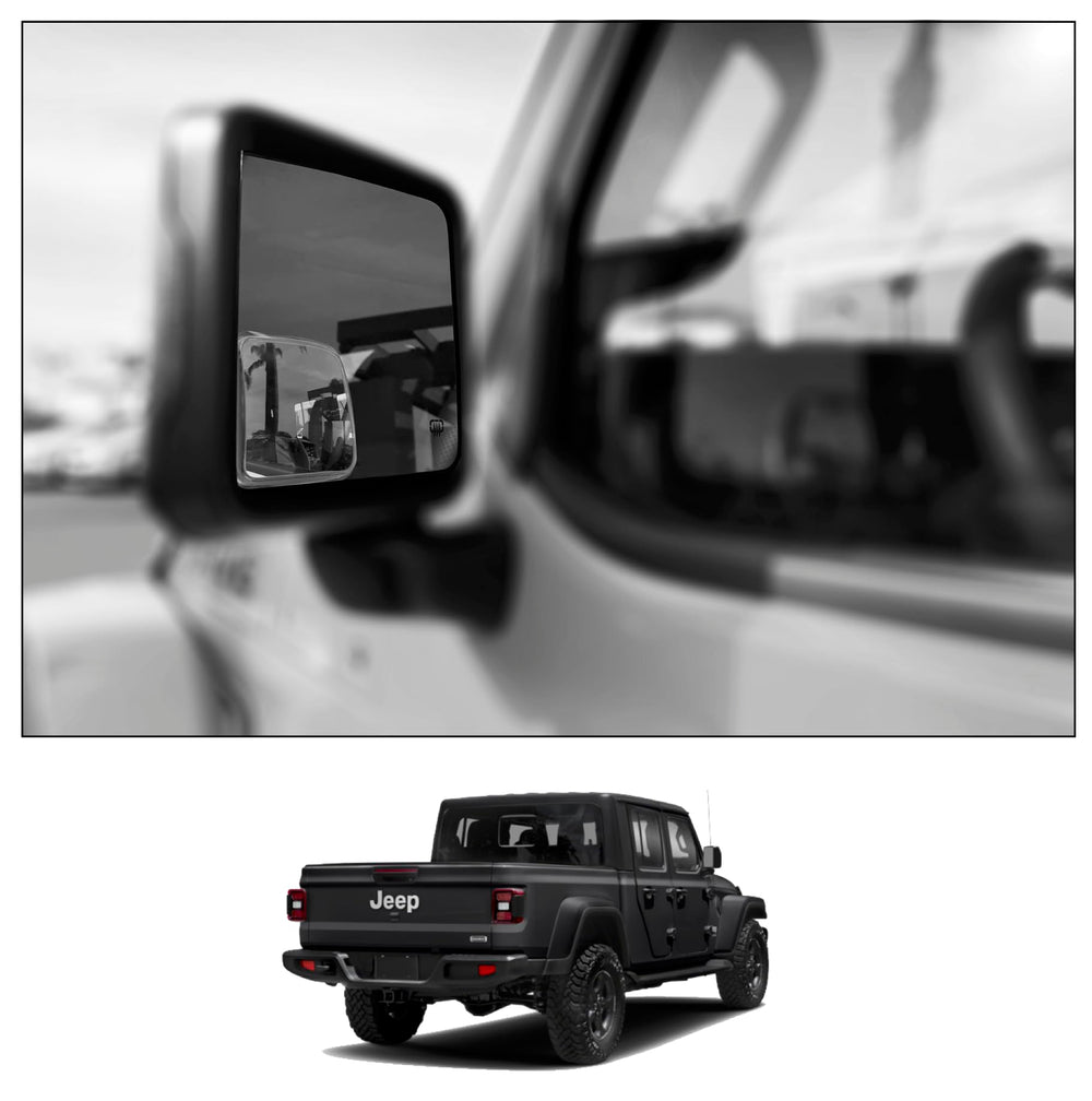 NXTGEN Extended View left mirror on Jeep Gladiator improves visibility.