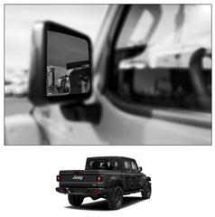 NXTGEN Extended View left mirror on Jeep Gladiator improves visibility.