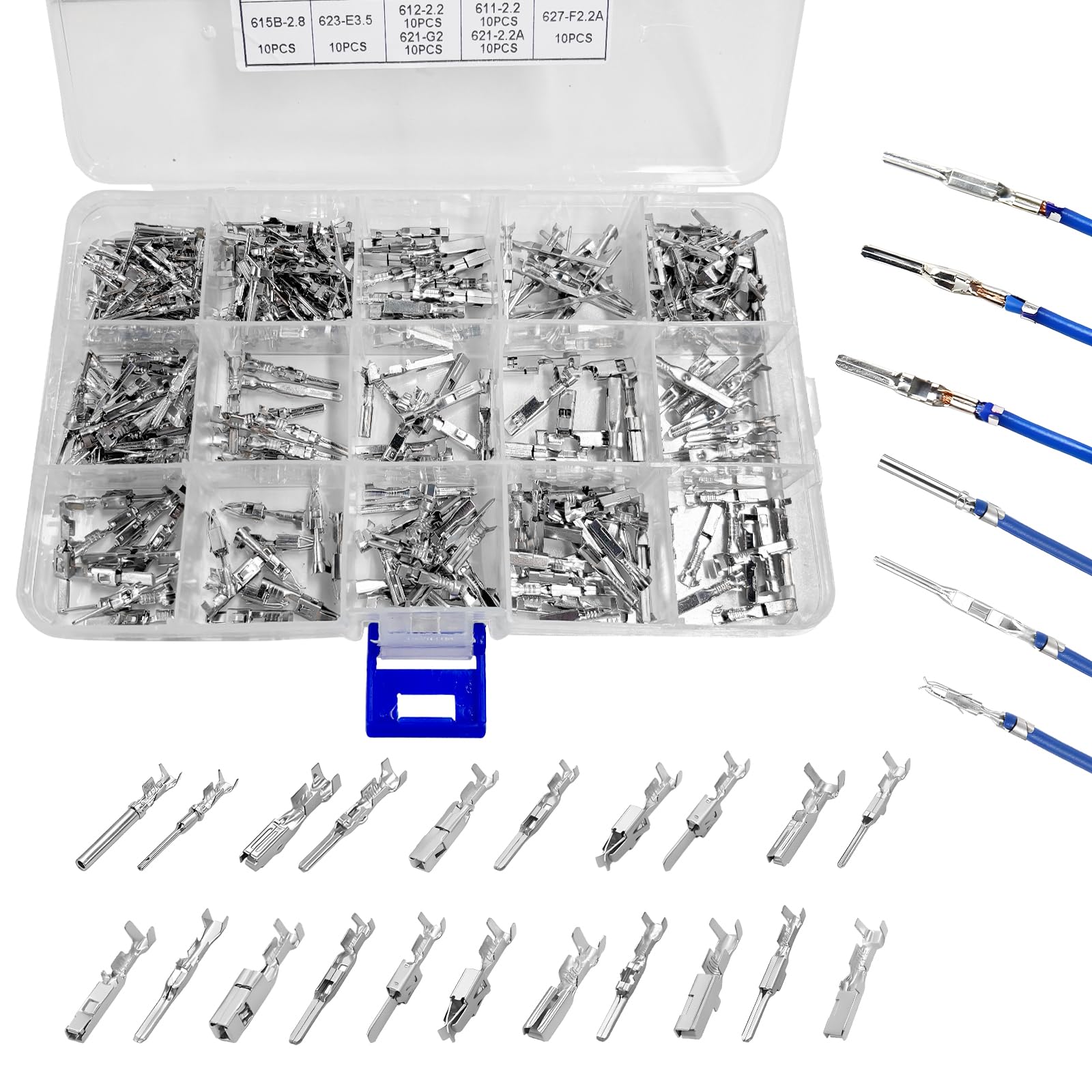 NYTKL 290pcs terminal pins stored in a compact box for easy organization.