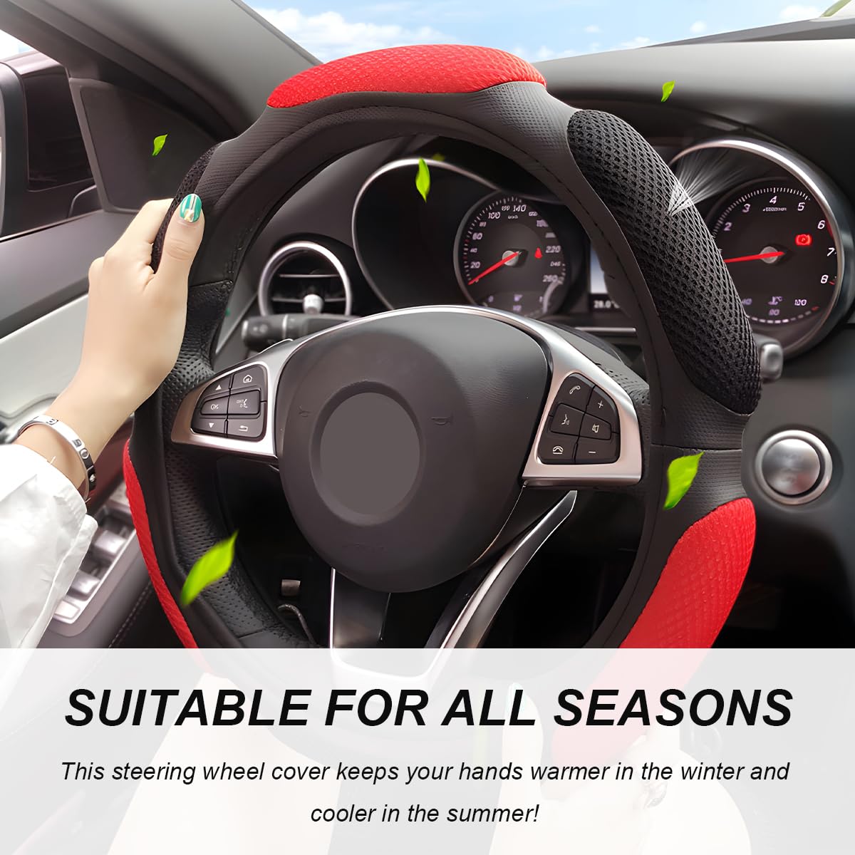 NYTKL steering wheel cover with non-slip inner ring improves grip.