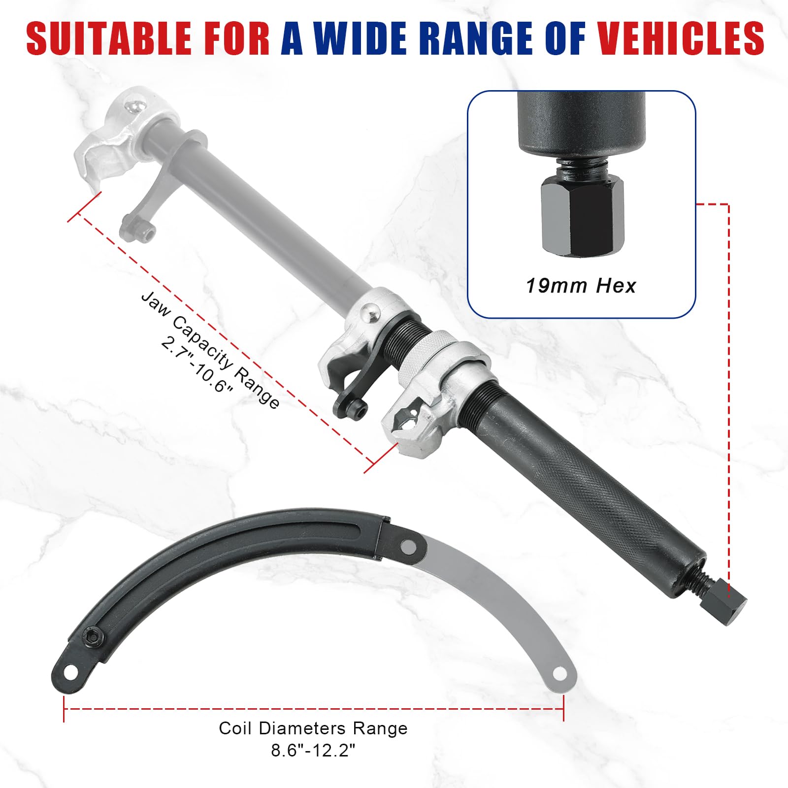 NYXOVA Coil Spring Compressor Tool retractable bracket enables stable parallel compression
