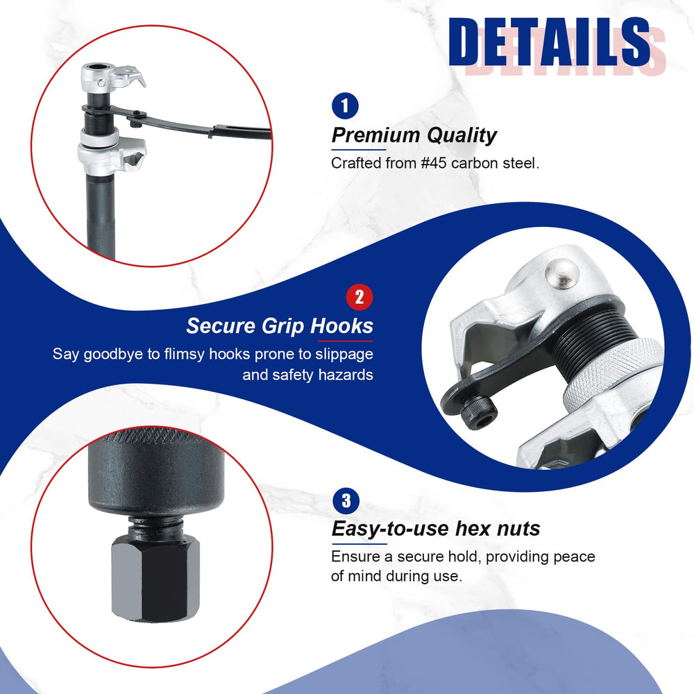 NYXOVA Coil Spring Compressor Tool with secure hooks reduces slip during use