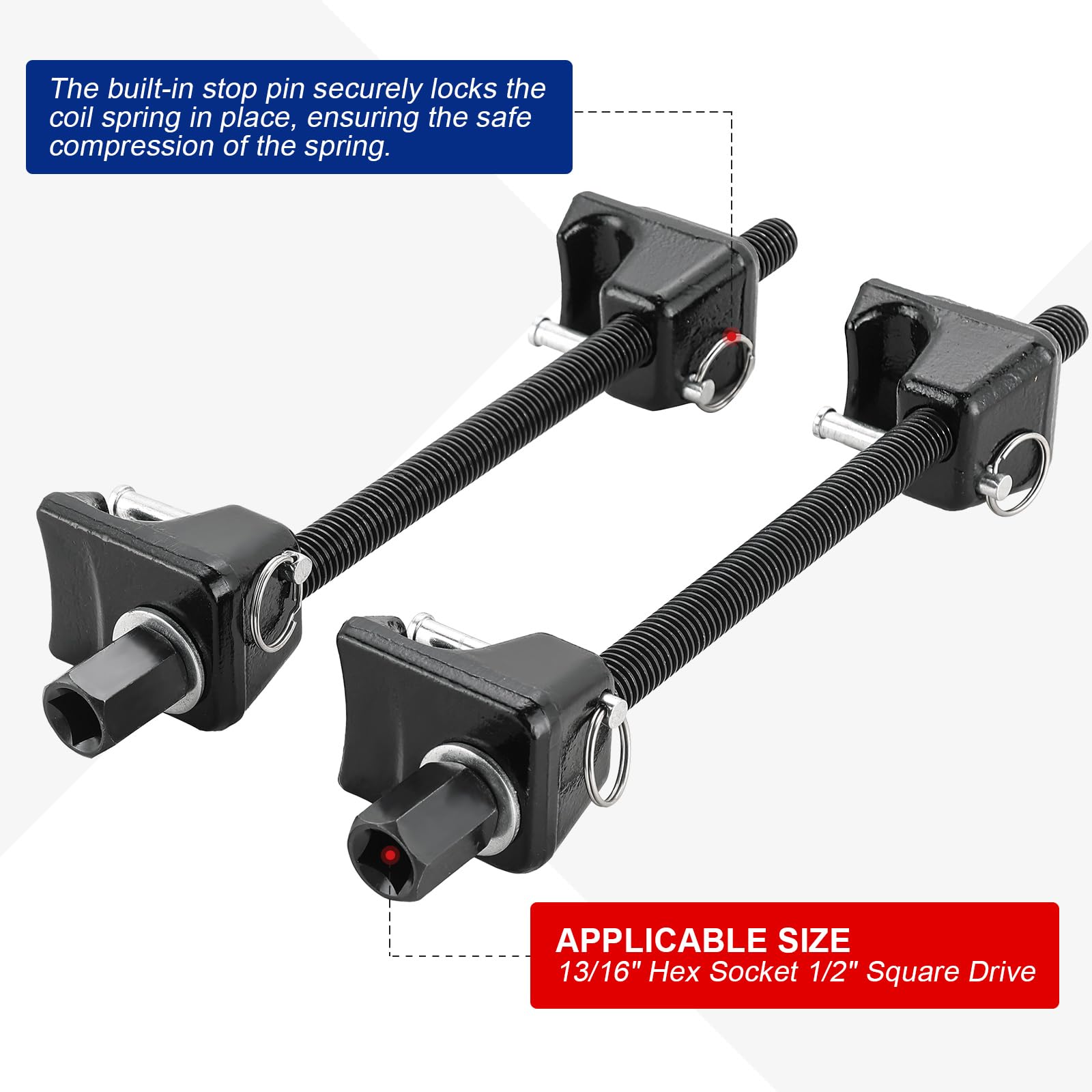 NYXOVA Macpherson strut spring compressor compatible with 3/4 inch or 19mm sockets.