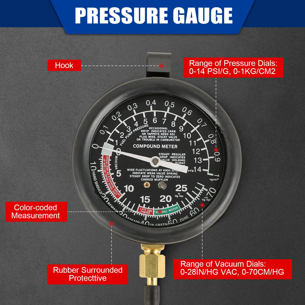 NYXOVA 4-inch pressure gauge for testing fuel pump pressure