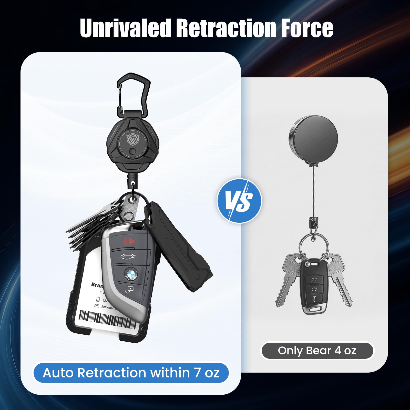 Oaridey badge reel with ABS shell resists wear on the job.