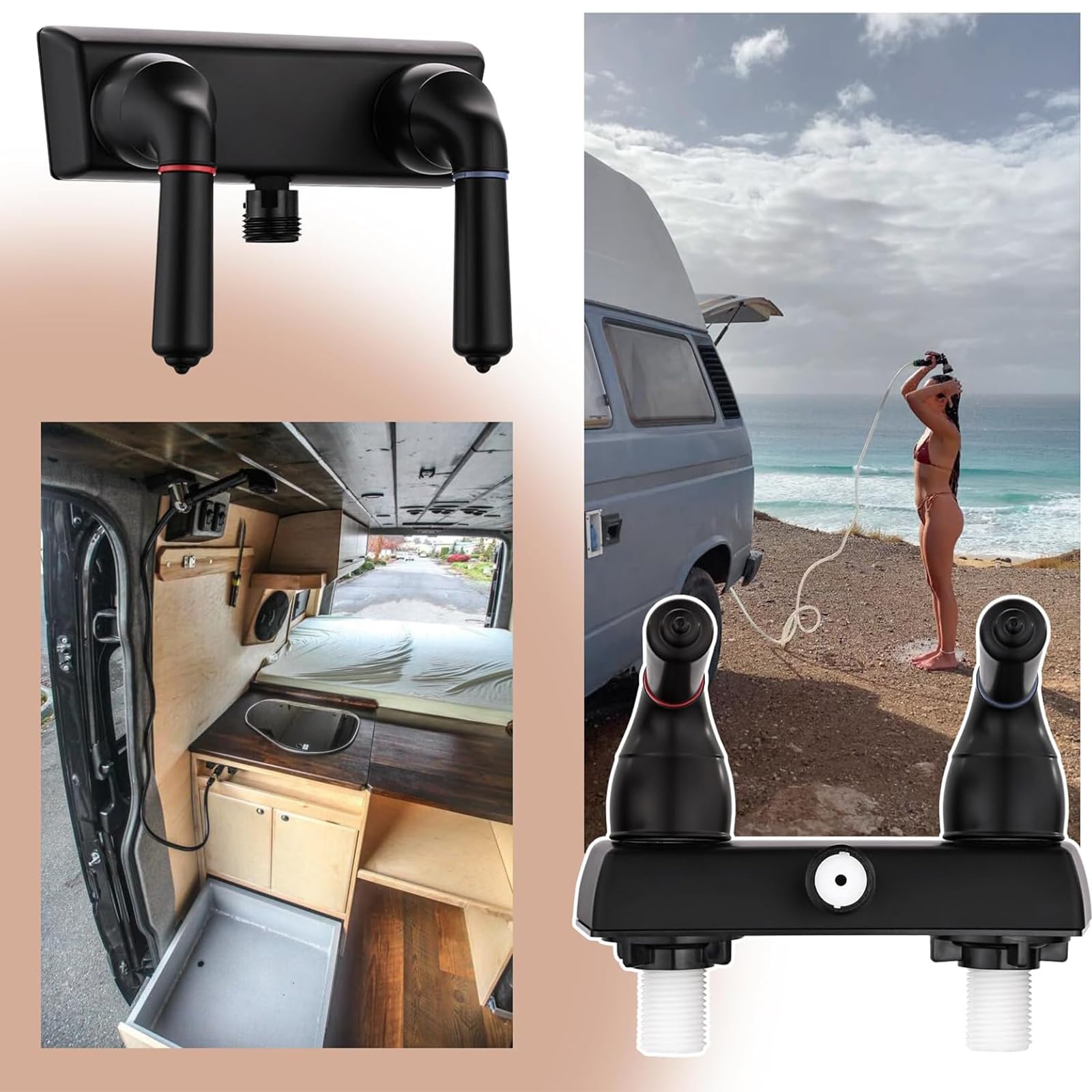 OasisFlow compact RV shower faucet fits tight spaces