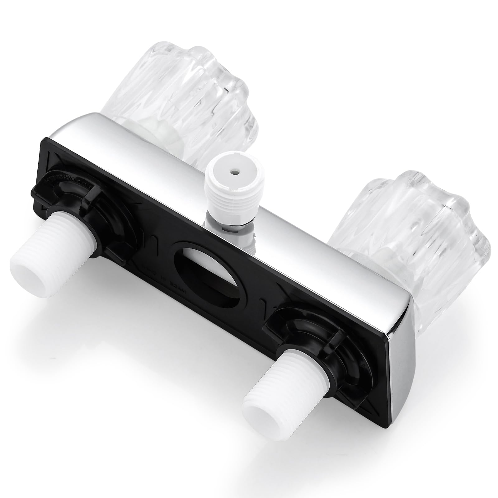 OasisFlow RV Shower Faucet dual knobs enable easy hot and cold control on the go.