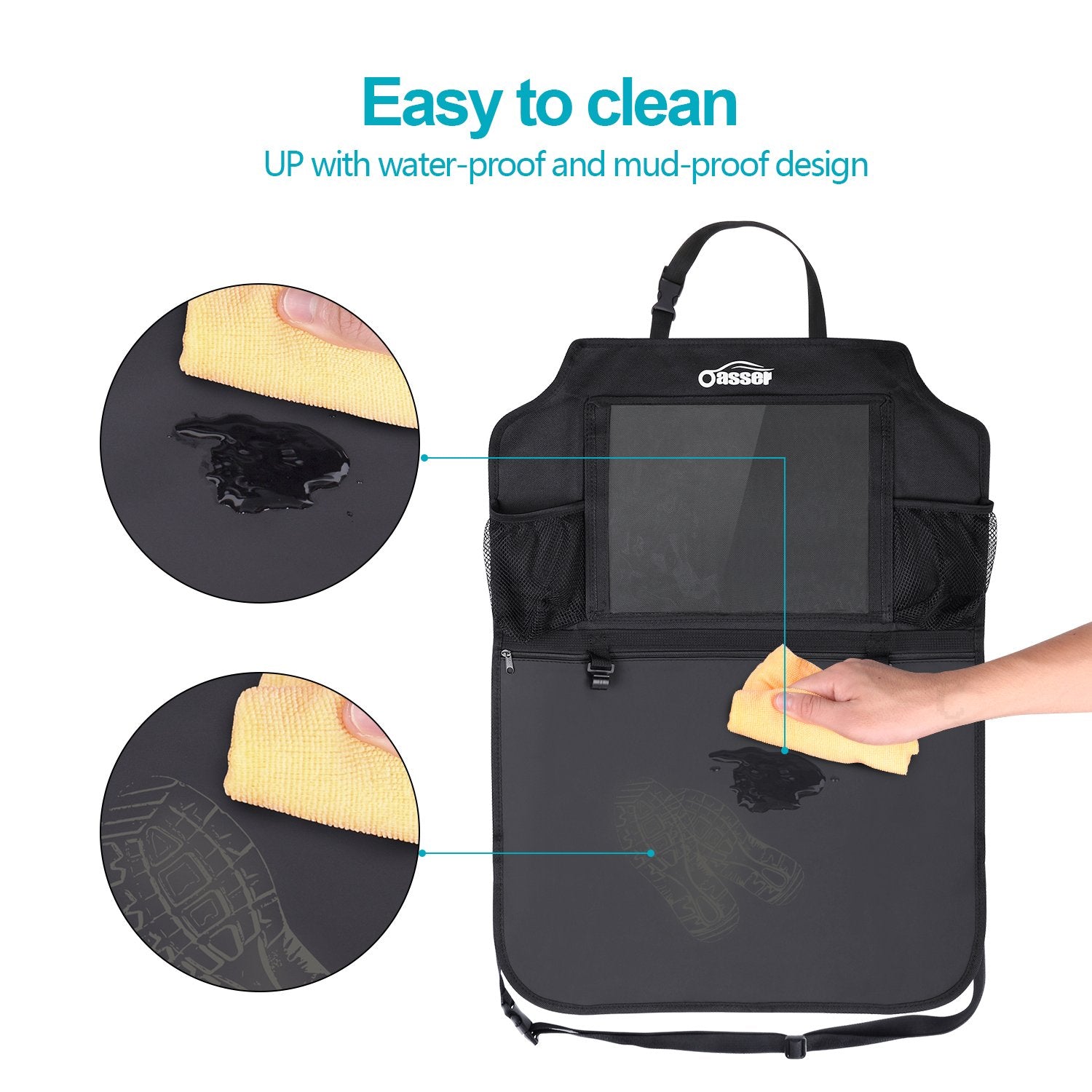 Oasser anti kick mats protecting seatbacks from scuffs and dirt