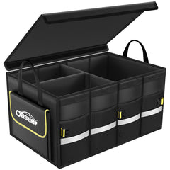 Oasser car trunk organizer with foldable cover keeps belongings organized and dust-free.