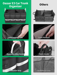 Oasser trunk organizer aluminium handle provides a strong grip for heavy loads