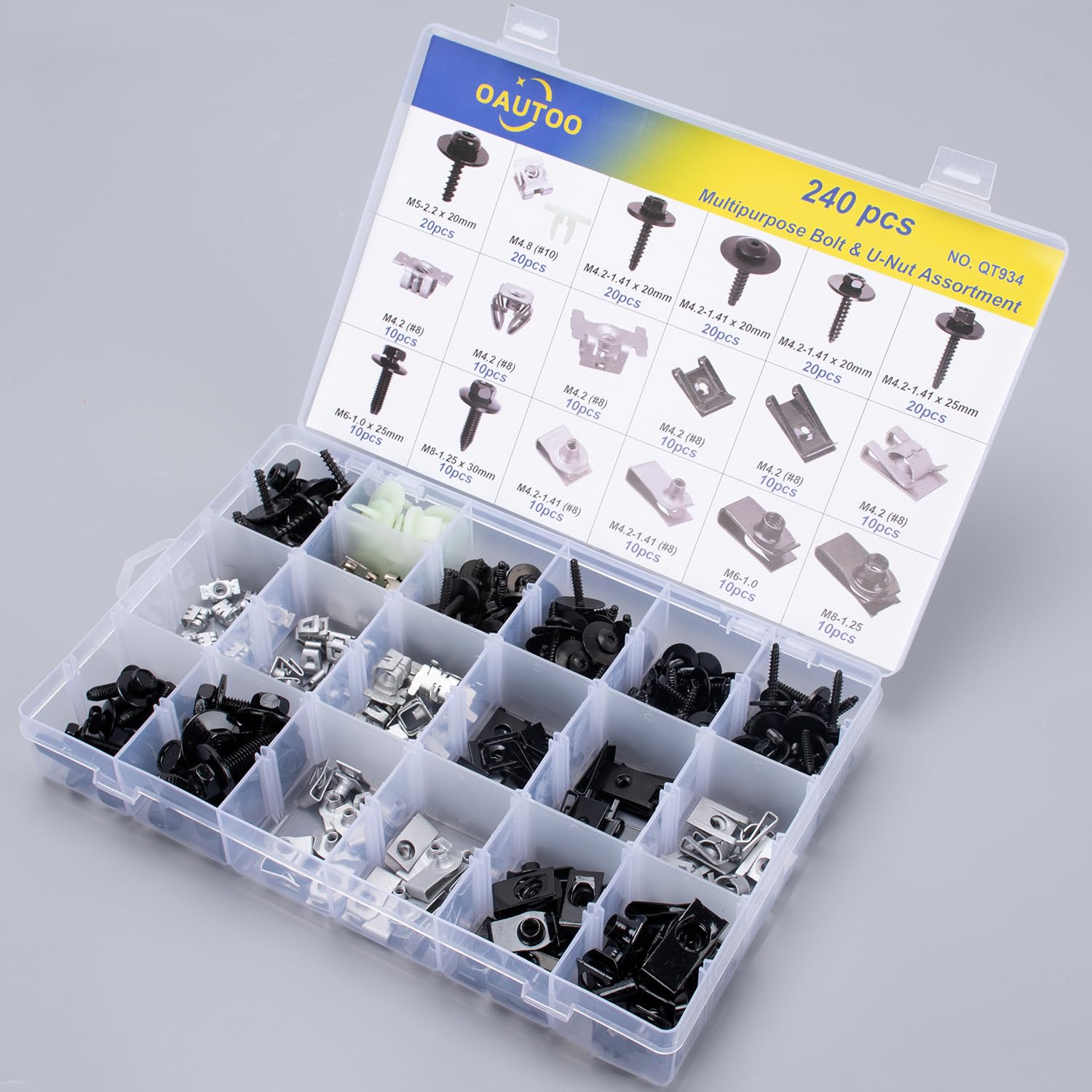 OAUTOO tray organization demonstrates easy access to sizes for fast repairs