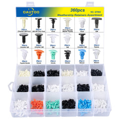 OAUTOO 360pcs weatherstrip retainer kit close-up showing durable nylon clips