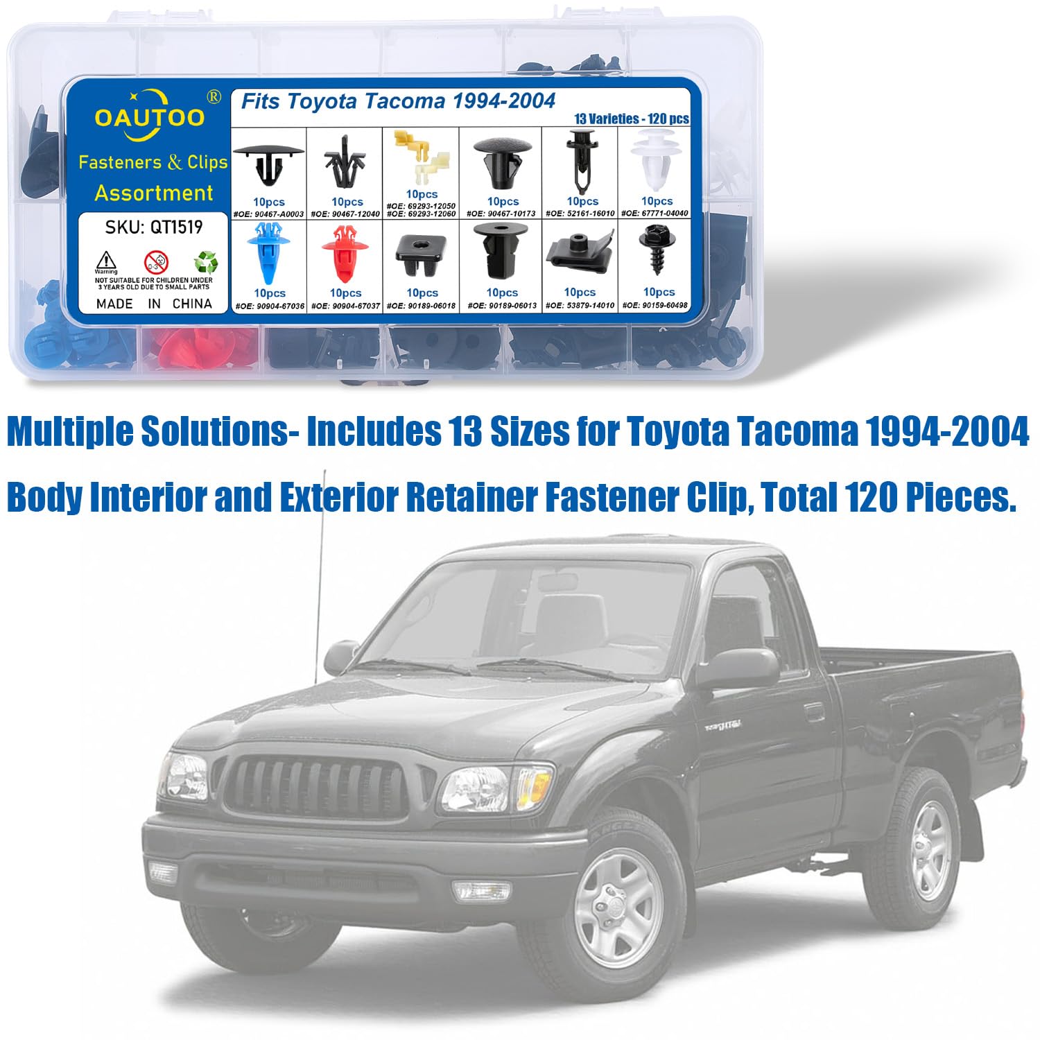 OAUTOO grille retainer maintains grille alignment on Toyota Tacoma