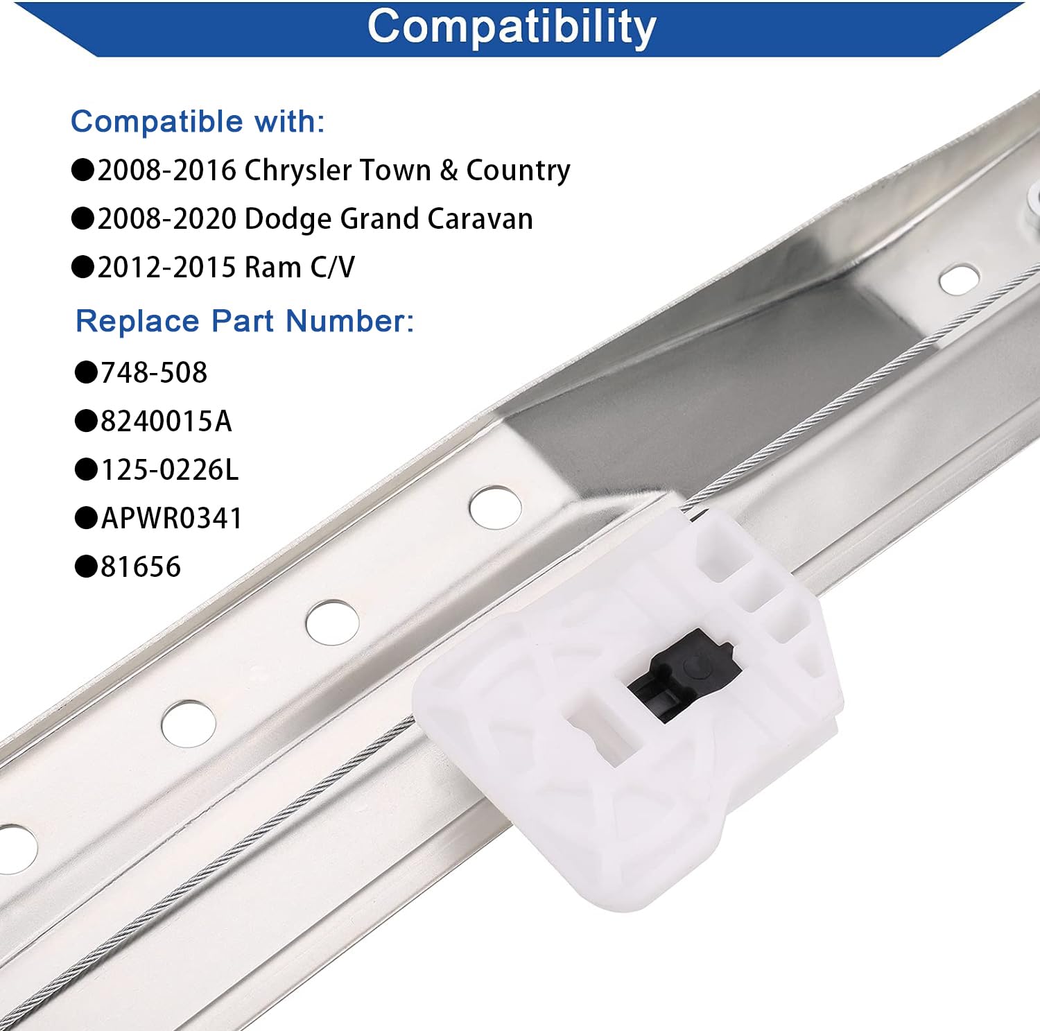 Obaee Town & Country regulator-motor assembly for OE-style fit.