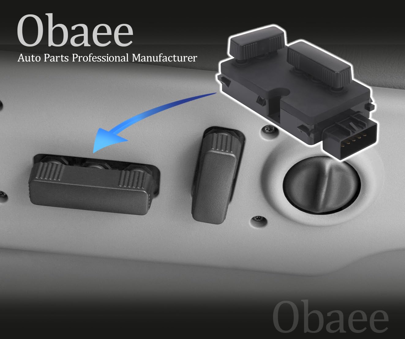 Obaee packaging showing the front-left seat control and contents