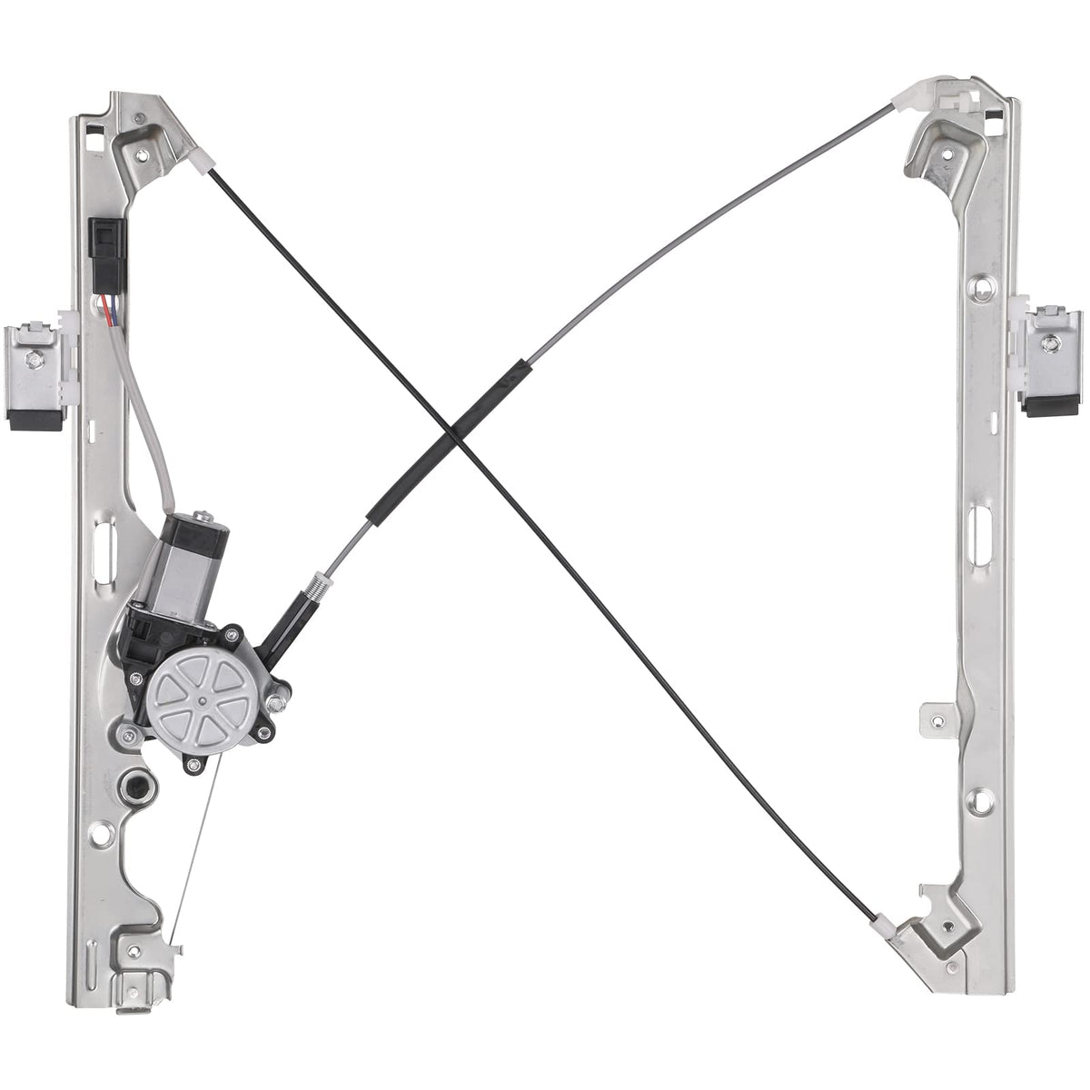 Obaee front-left regulator assembly view for GM trucks—reliable operation.