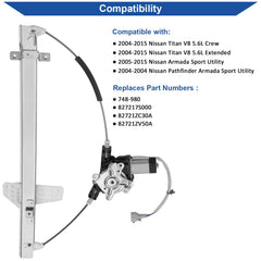 Obaee Nissan Armada window regulator assembly with motor for reliable lifting