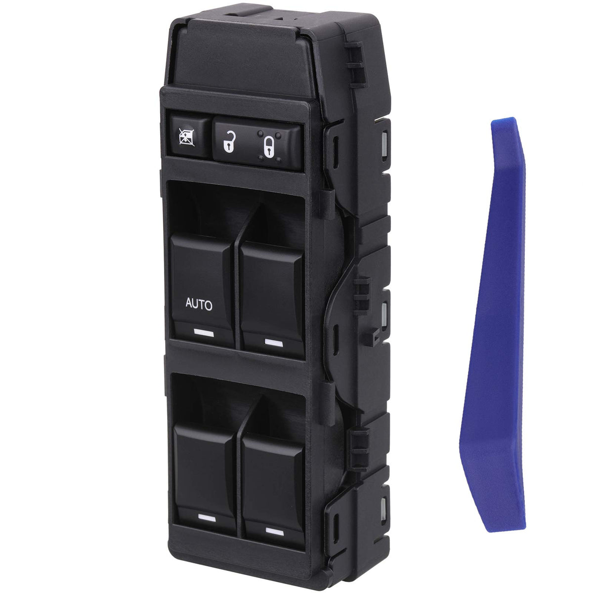 Obaee power window switch front-left driver close-up, plug-and-play fit.
