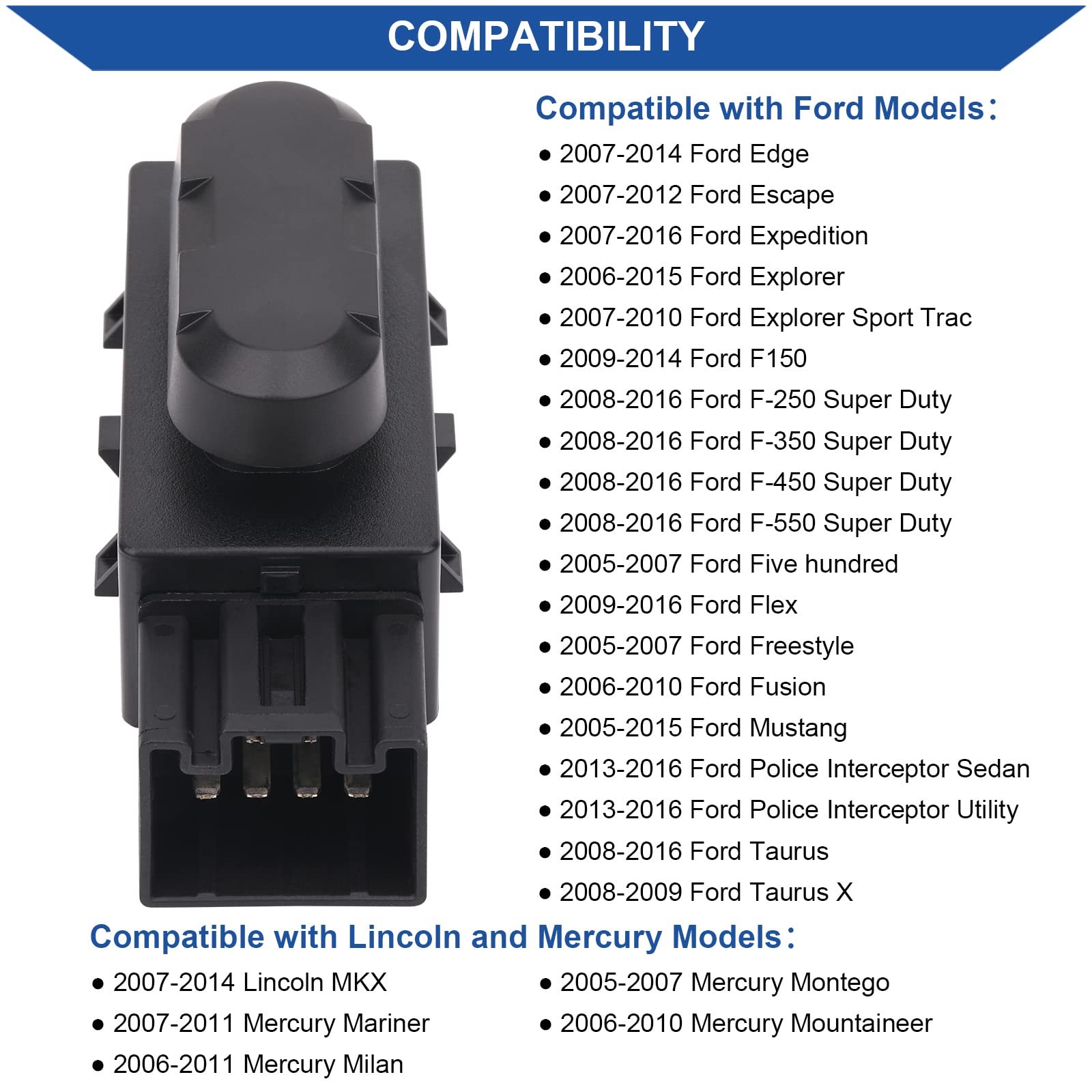 Obaee seat switch panel close-up for Ford, intuitive control layout.
