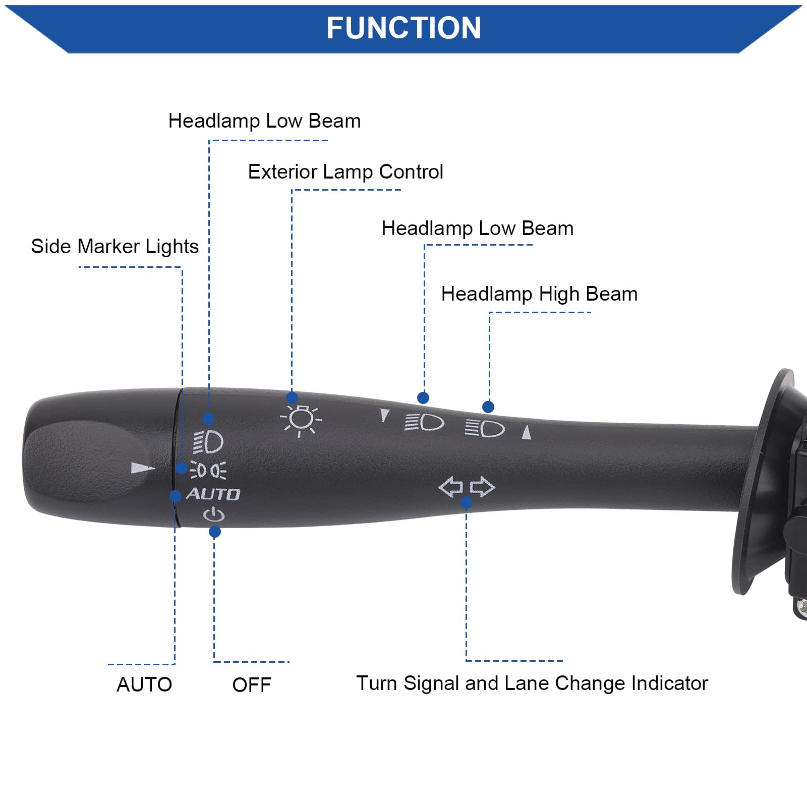 Obaee turn signal switch for Saturn Aura front view; precise indicator control.