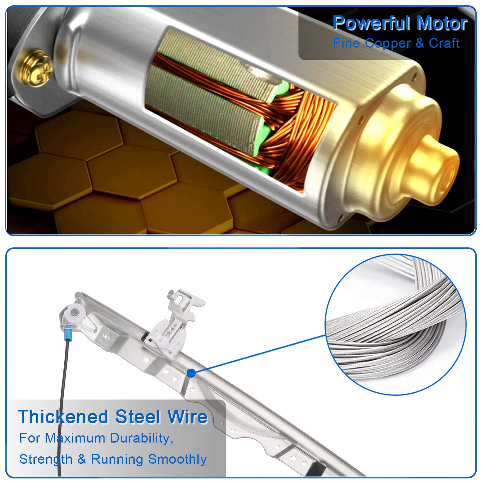 Obaee Pathfinder Armada front-left regulator with motor for reliable lifting.