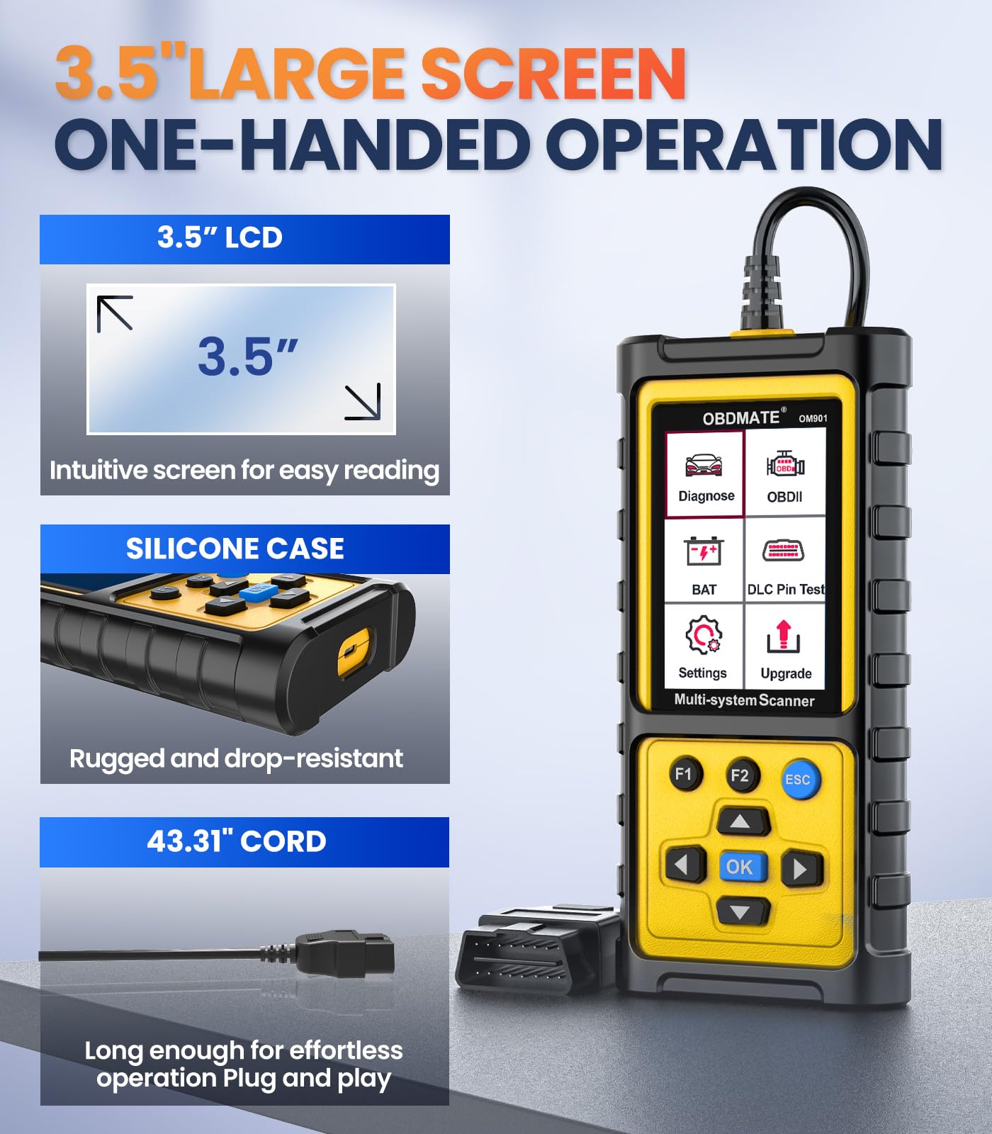 OBDMATE OM901 diagnostic kit content with case and cables