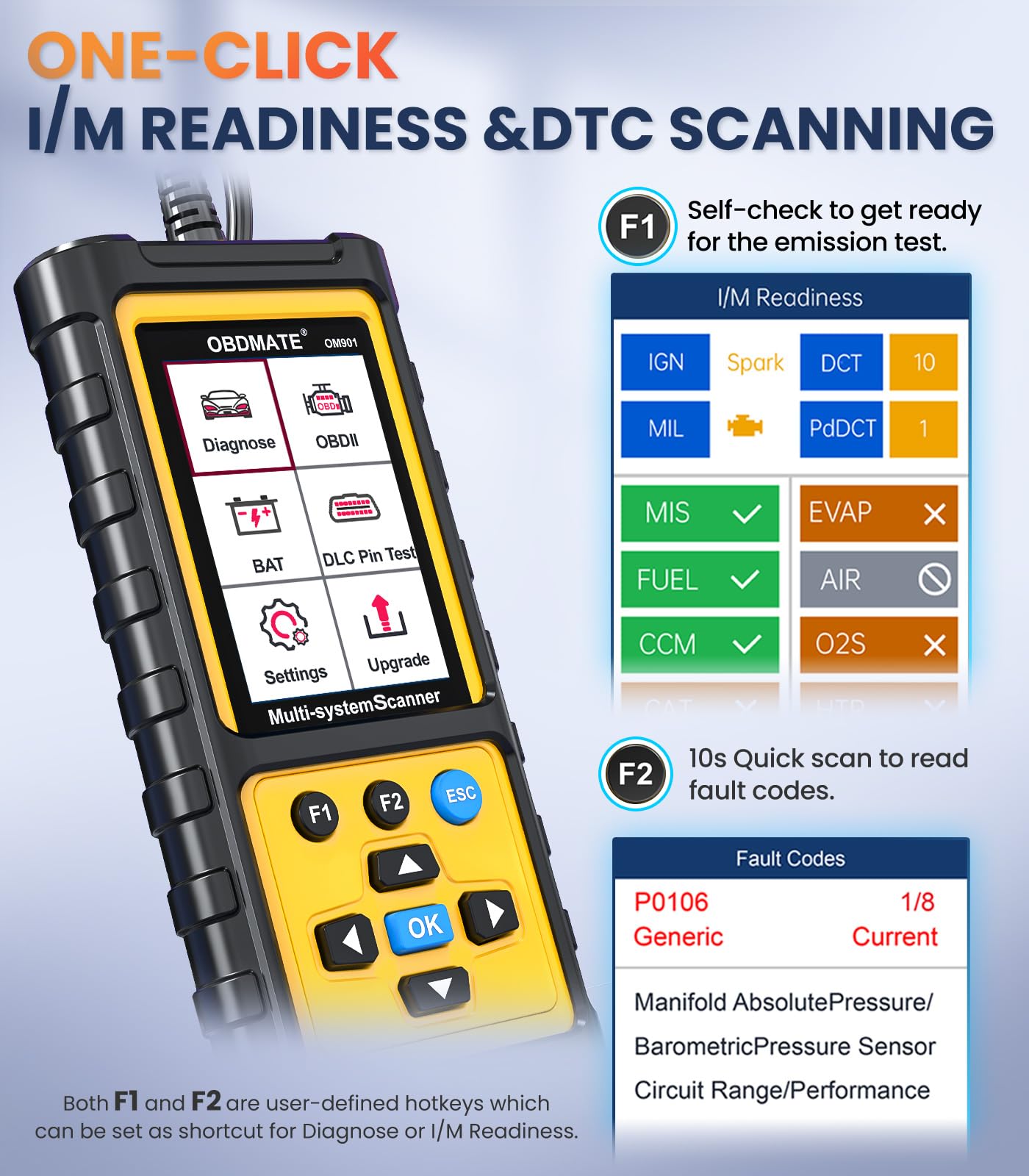 OBDMATE OM901 VIN readout confirms vehicle identity quickly