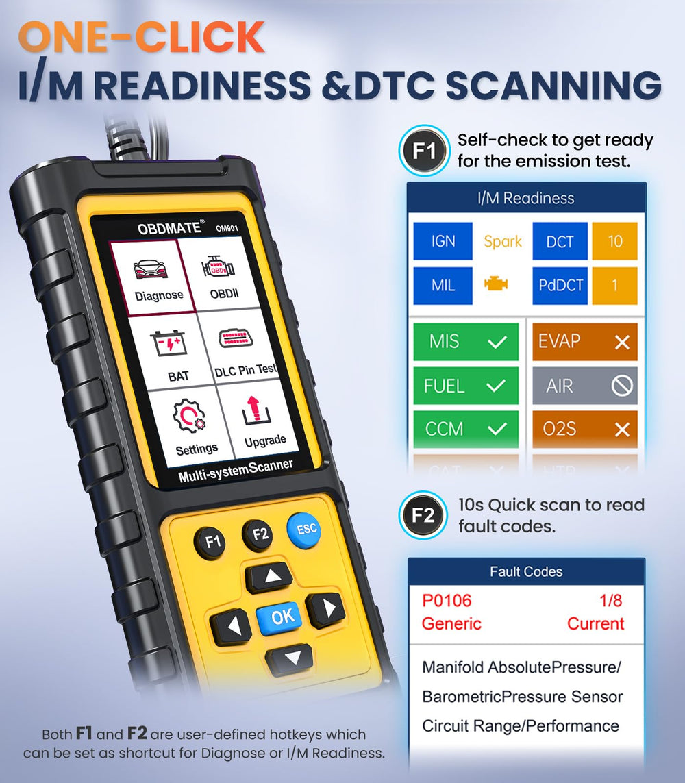 OBDMATE OM901 VIN readout confirms vehicle identity quickly