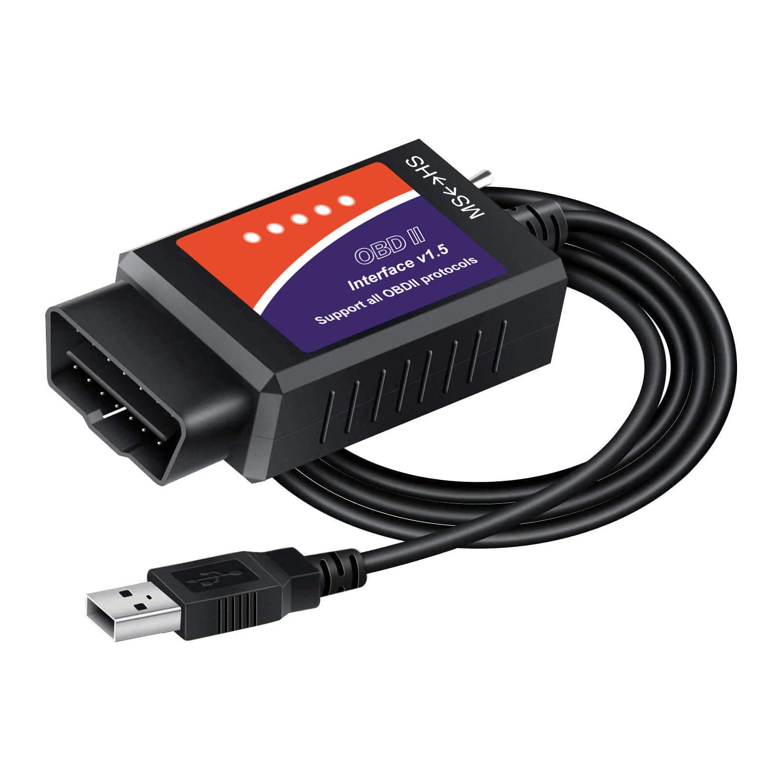 OBDResource ELM327 USB adapter front view showing compact housing and port for reliable diagnostics
