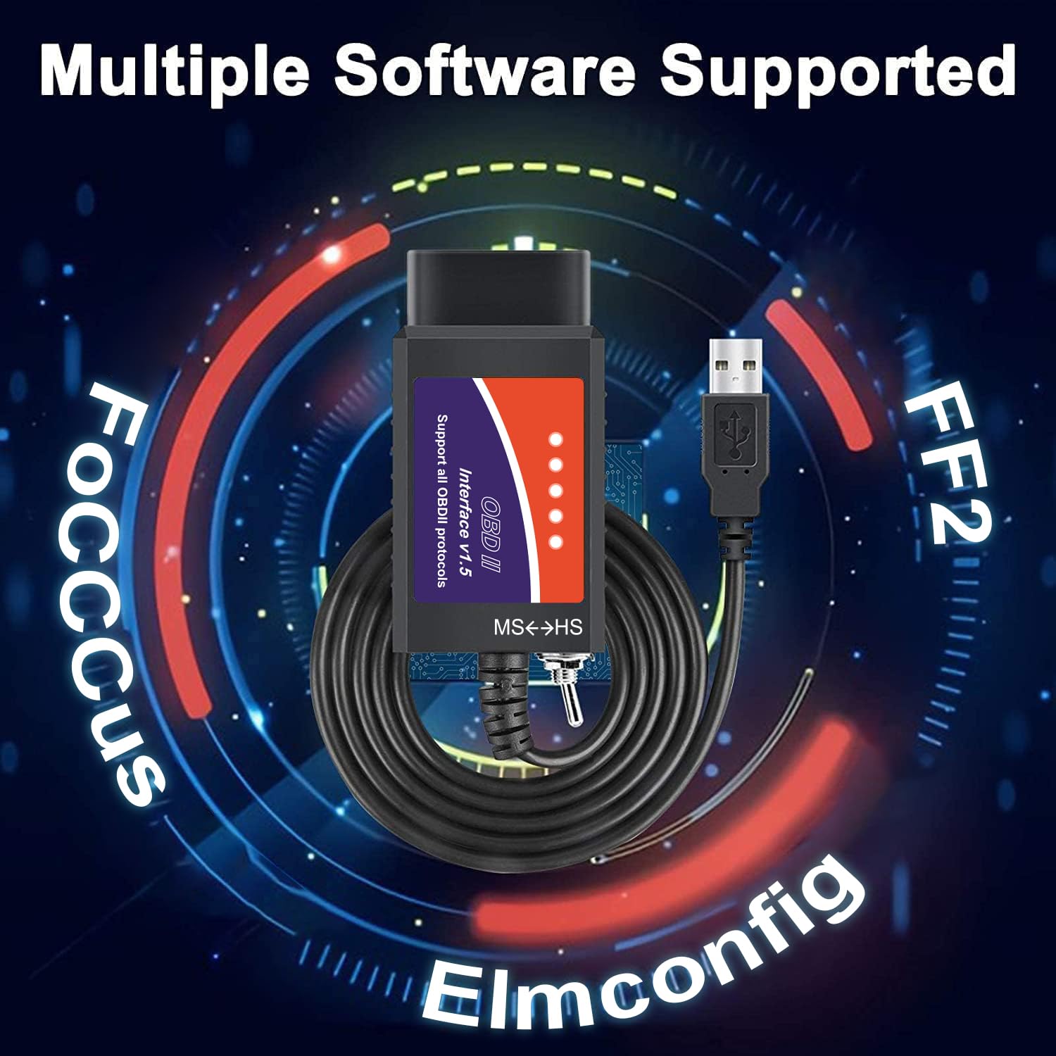 OBDResource ELM327 USB switch detail showing MS-CAN and HS-CAN toggle for protocol selection