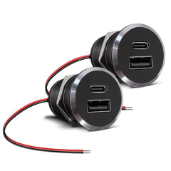 Obeaming 12V USB outlet with dual fast-charge front view for on-the-go power.