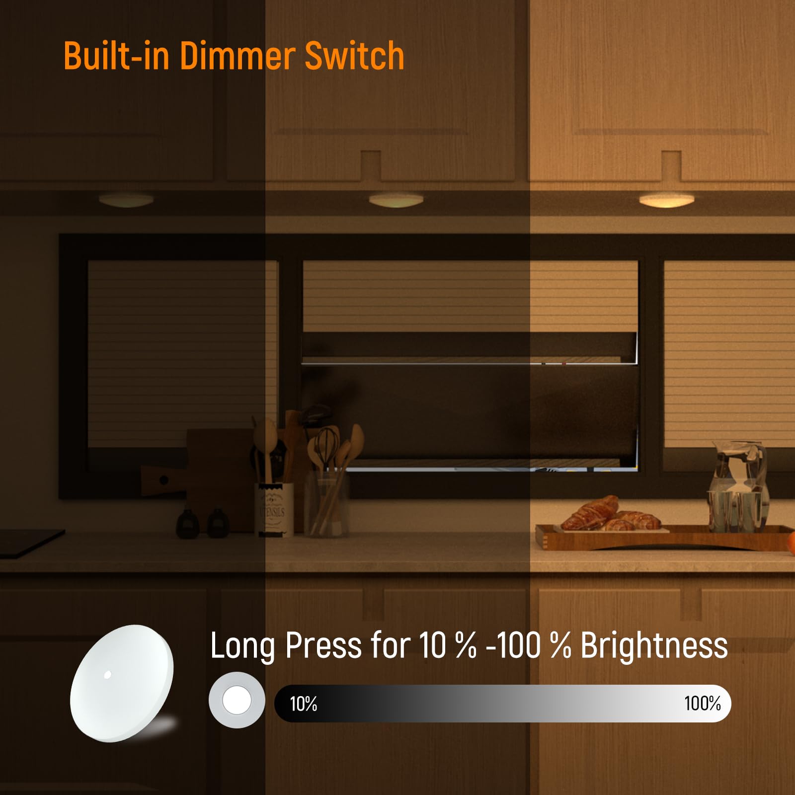 Obeaming press dimmer switch offering smooth brightness control.