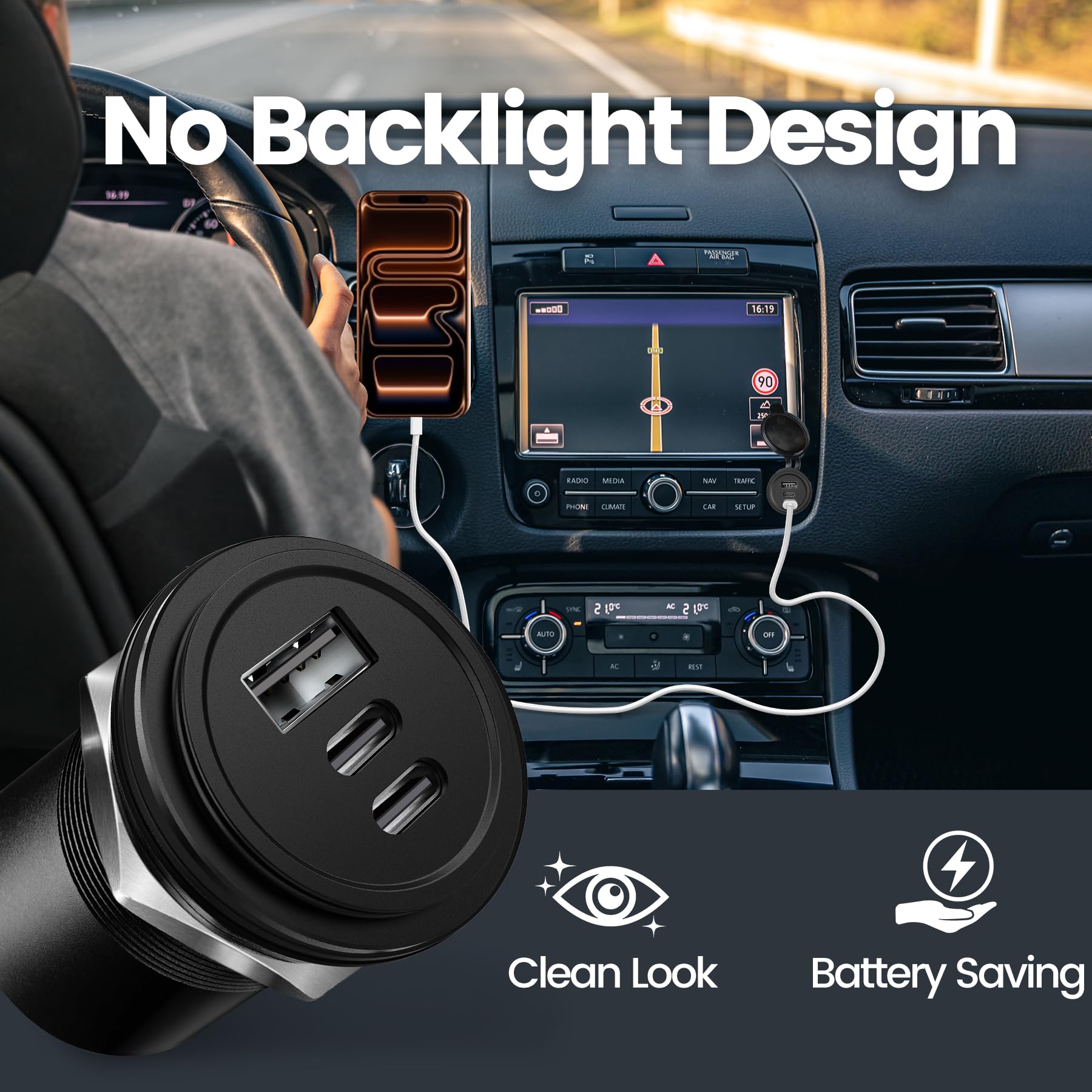 Obeaming QC3.0 port powers accessories quickly on the go.