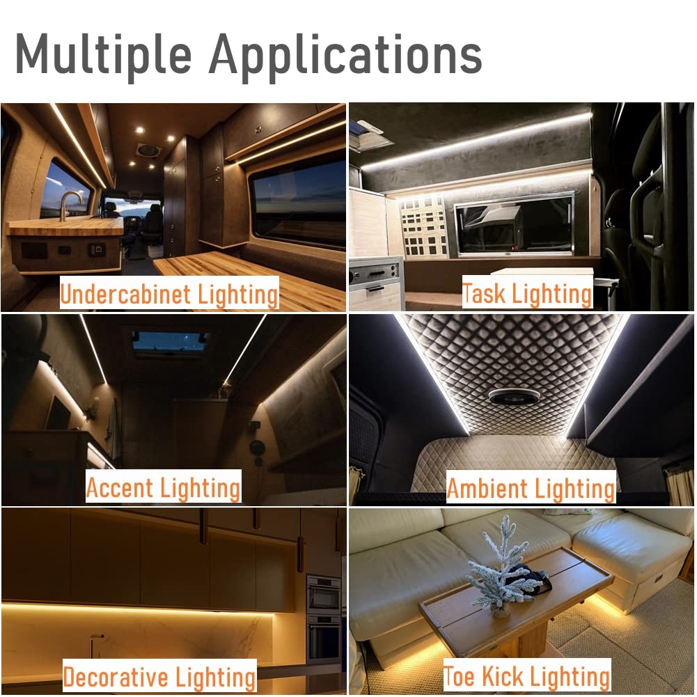 Under-cabinet RV lighting from Obeaming provides practical task illumination.