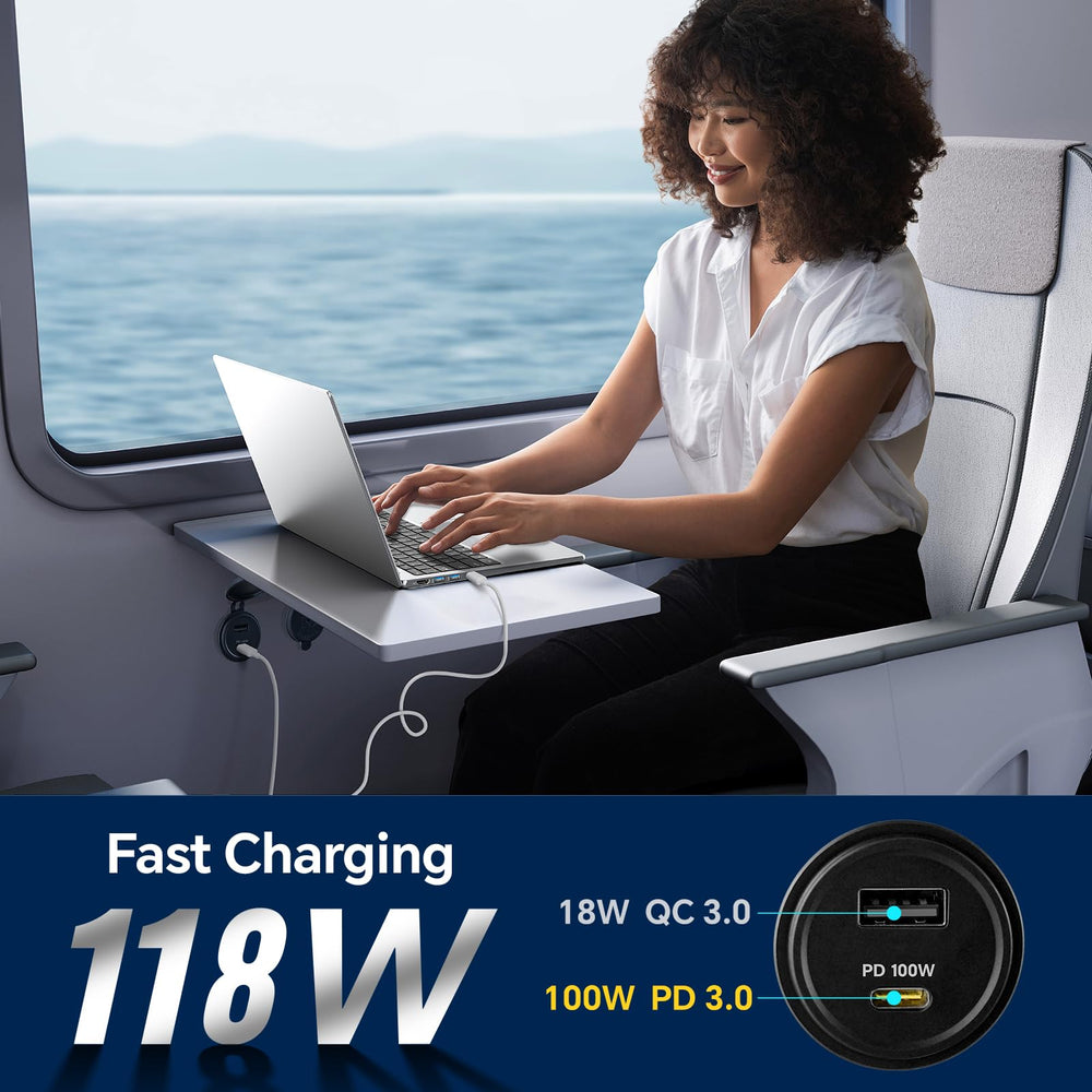 Obeaming USB-C 100W port enabling laptop PD fast charging while traveling