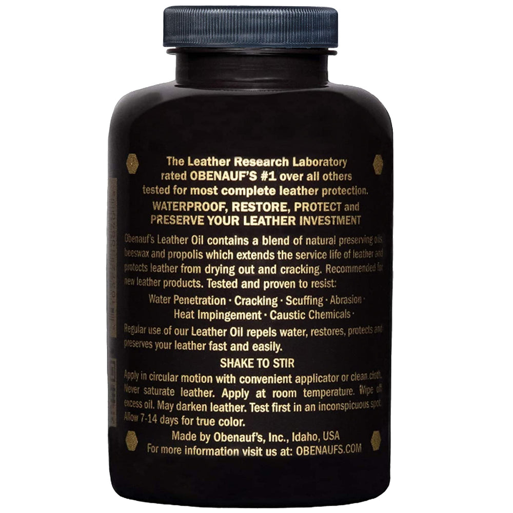 Obenauf's Leather Oil applicator applying nourishment to dry leather